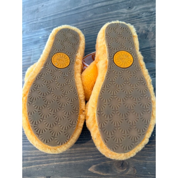 UGG Fluff Yeah Slide Sandals Womens Size 5 Orange Sheepskin Slingback Slippers - Picture 5 of 5